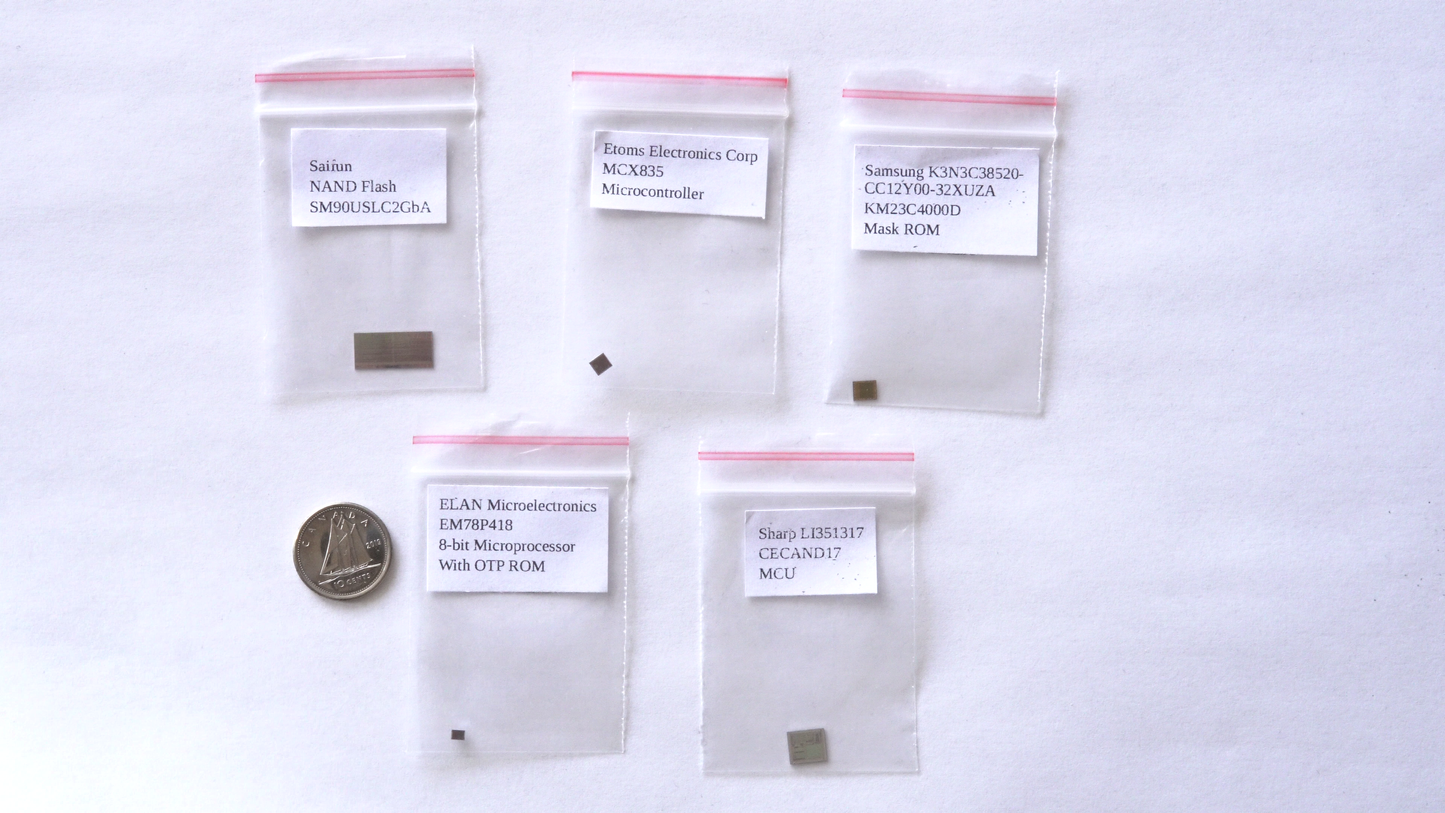 Microchip Silicon Dies - Random Sample of 5 Different Chips