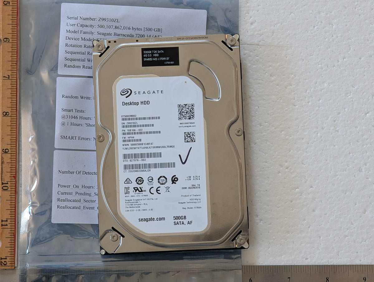 500GB Seagate, ST500DM002-1SB10A, (31047 Powered On Hours)