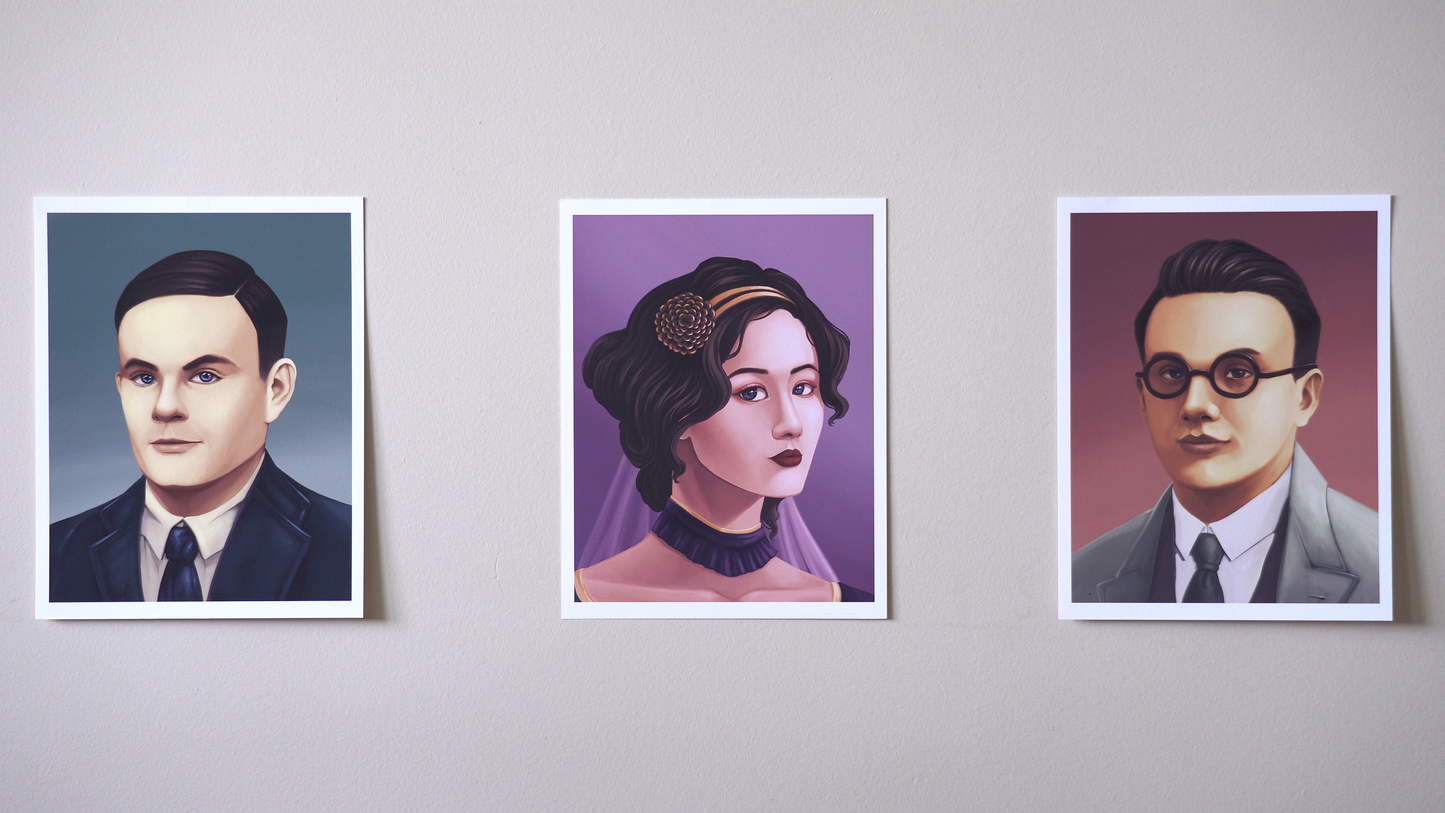 Alan Turing, Ada Lovelace, Kurt Gödel Portaits