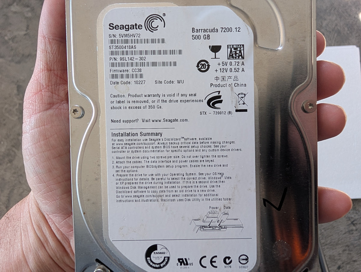 500GB Seagate, ST3500418AS, (26641 Powered On Hours)