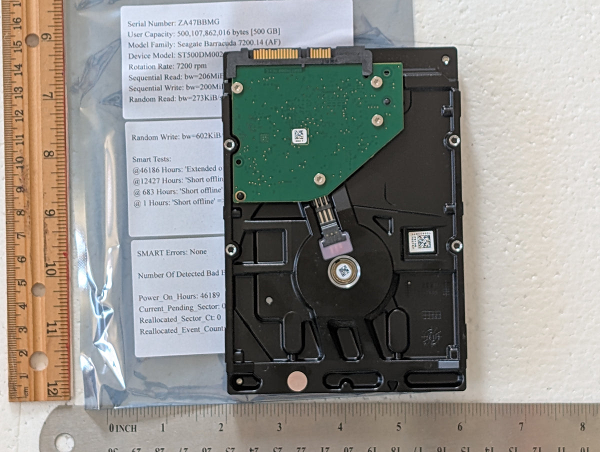 500GB Seagate, ST500DM002-1SB10A, (46189 Powered On Hours)