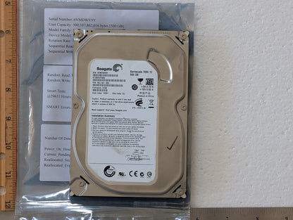 500GB Seagate, ST3500418AS, (29632 Powered On Hours)