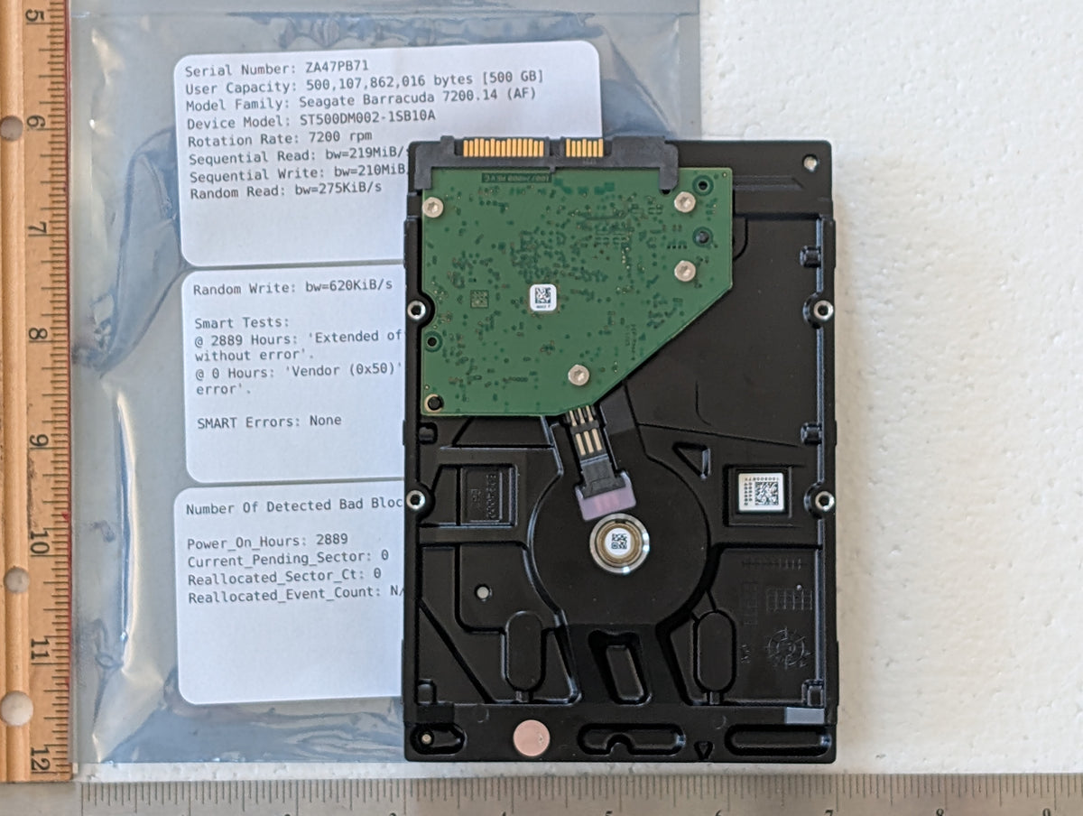500GB Seagate, ST500DM002-1SB10A, (2889 Powered On Hours)