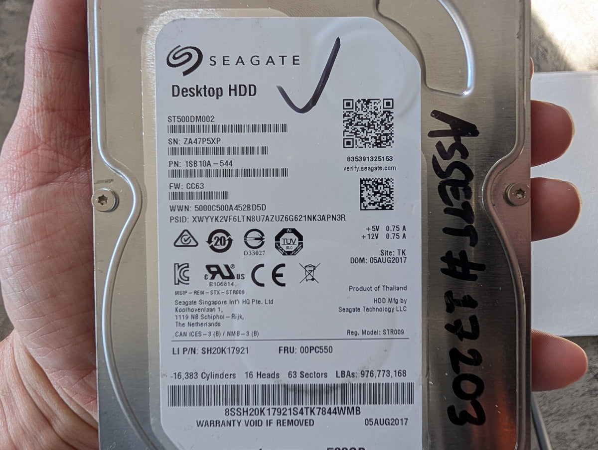 500GB Seagate, ST500DM002-1SB10A, (29121 Powered On Hours)