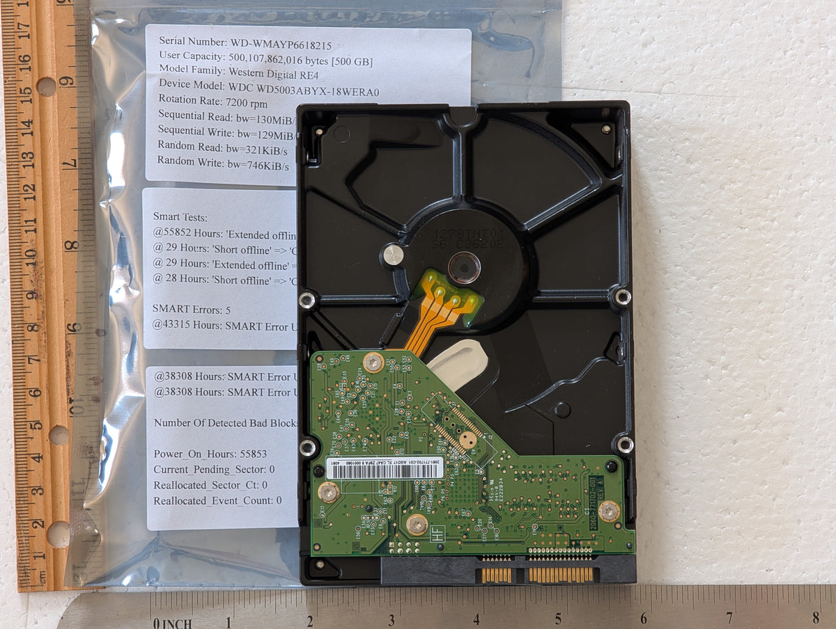 500GB Western Digital, WDC WD5003ABYX-18WERA0, (smart_error_count=5)