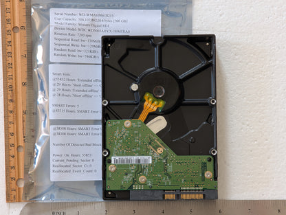 500GB Western Digital, WDC WD5003ABYX-18WERA0, (smart_error_count=5)