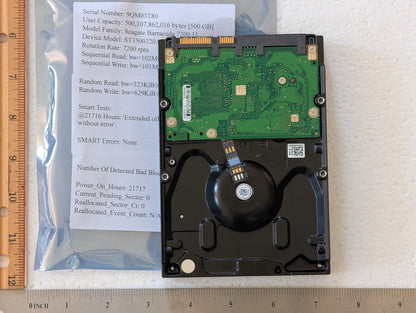 500GB Seagate, ST3500320AS, (21717 Powered On Hours)