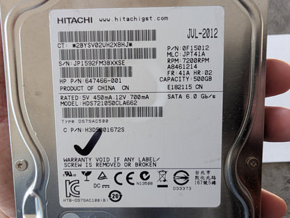500GB HGST/Hitachi, Hitachi HDS721050CLA660, (29925 Powered On Hours)