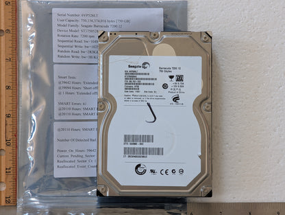750GB Seagate, ST3750528AS, (1 Reallocated Sector)