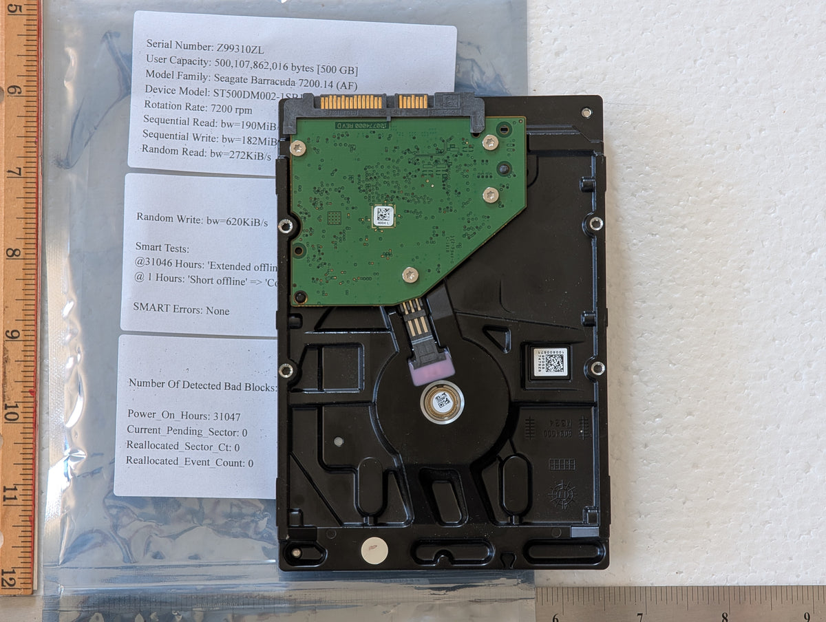 500GB Seagate, ST500DM002-1SB10A, (31047 Powered On Hours)
