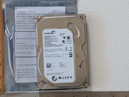 500GB Seagate, ST500DM002-1BD142, (37281 Powered On Hours)