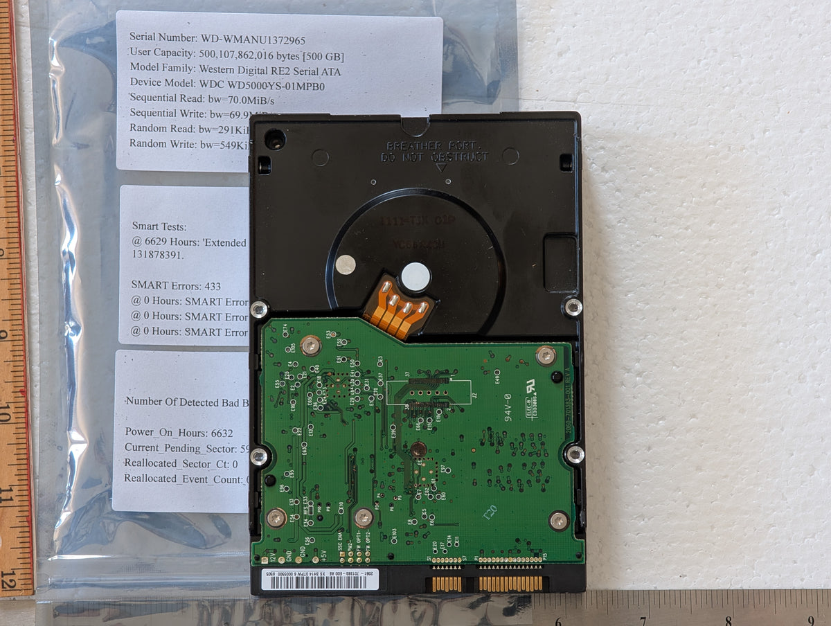 500GB Western Digital, WDC WD5000YS-01MPB0, (SMART FAIL)