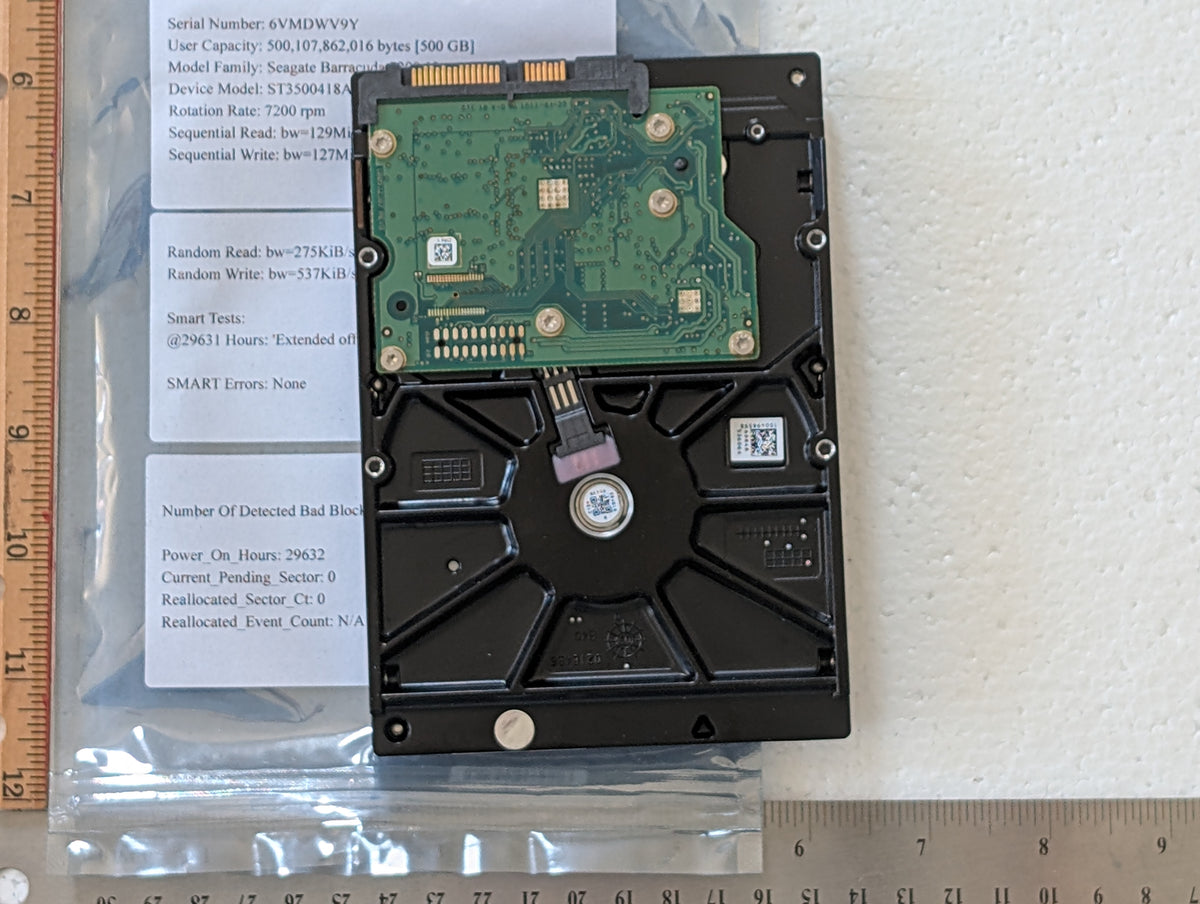 500GB Seagate, ST3500418AS, (29632 Powered On Hours)