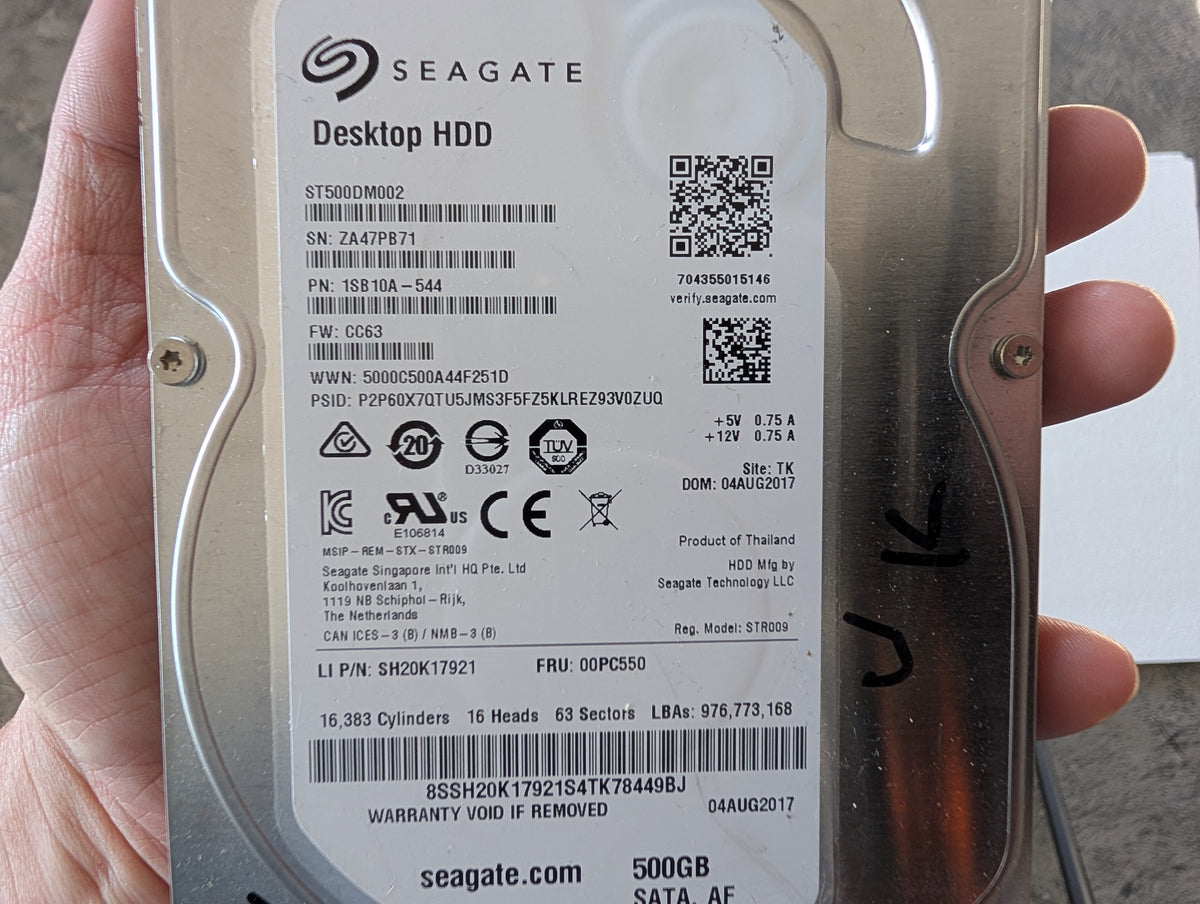 500GB Seagate, ST500DM002-1SB10A, (2889 Powered On Hours)