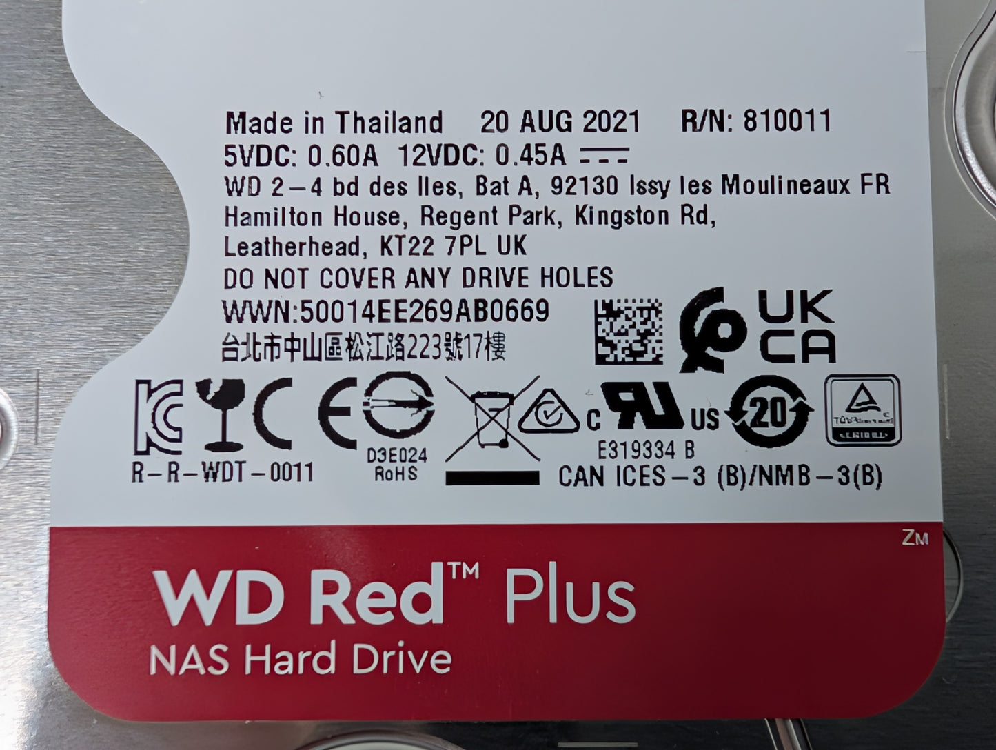 4TB Western Digital Red Plus (Used: 2312 Powered On Hours)