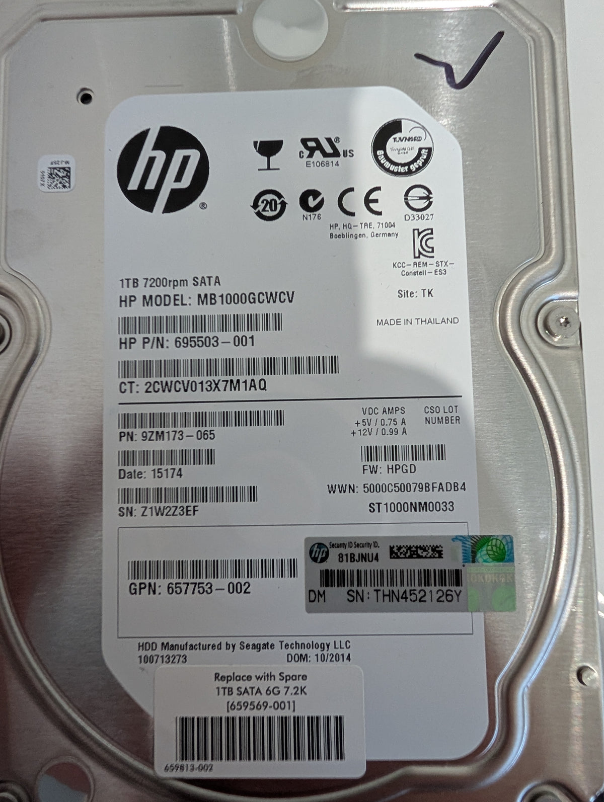 1TB Seagate Constellation ES.3 Enterprise Hard Drive (78 Powered On Hours)