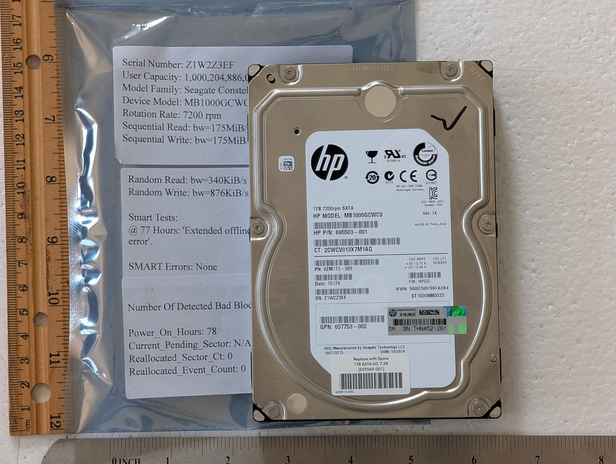 1TB Seagate, MB1000GCWCV, (78 Powered On Hours)