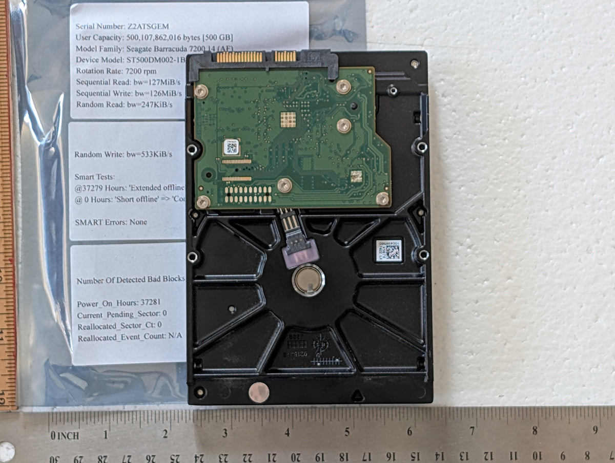 500GB Seagate, ST500DM002-1BD142, (37281 Powered On Hours)
