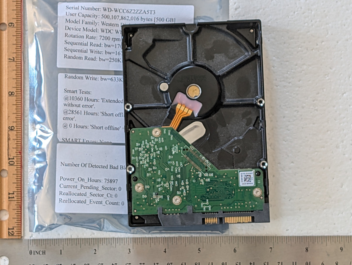 500GB Western Digital, WDC WD5000AZLX-60K2TA0, (75897 Powered On Hours)