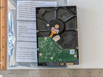 500GB Western Digital, WDC WD5000AZLX-60K2TA0, (75897 Powered On Hours)