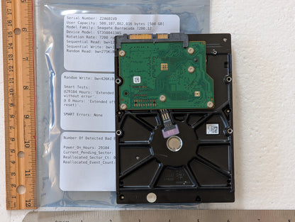 500GB Seagate, ST3500413AS, (29104 Powered On Hours)