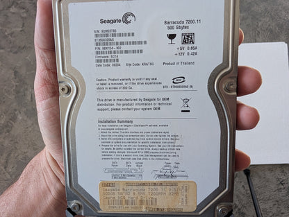 500GB Seagate, ST3500320AS, (21717 Powered On Hours)