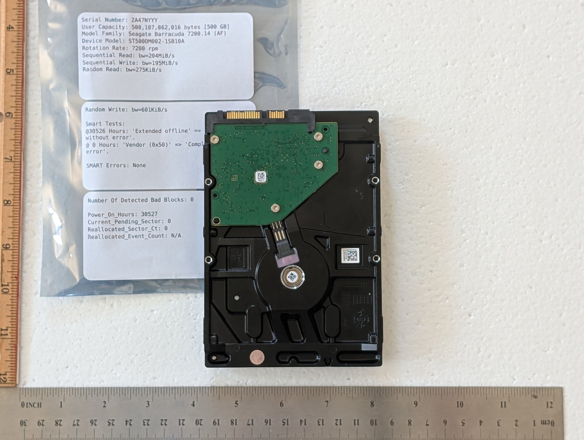 500GB Seagate, ST500DM002-1SB10A, (30527 Powered On Hours)