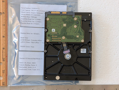 500GB Seagate, ST3500418AS, (26641 Powered On Hours)