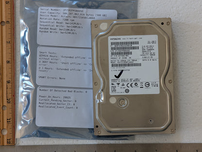 500GB HGST/Hitachi, Hitachi HDS721050CLA660, (29925 Powered On Hours)
