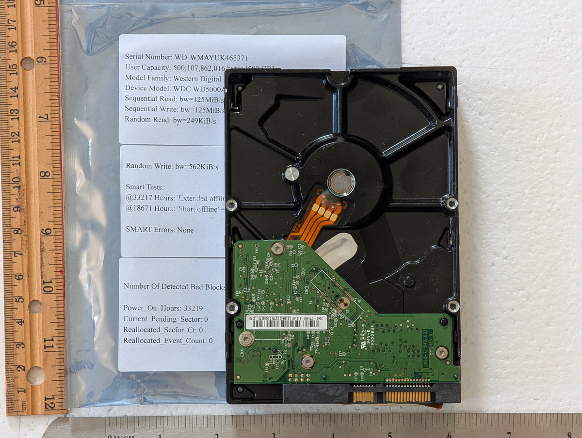 500GB Western Digital, WDC WD5000AAKX-001CA0, (33219 Powered On Hours)